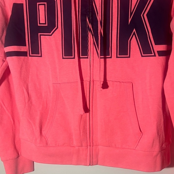 PINK Victoria's Secret Bright Pink Hoodie with Black Lettering - Picture 4 of 6